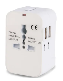 Adaptador Universal para Viagens com Dupla Porta USB e Plugue Universal