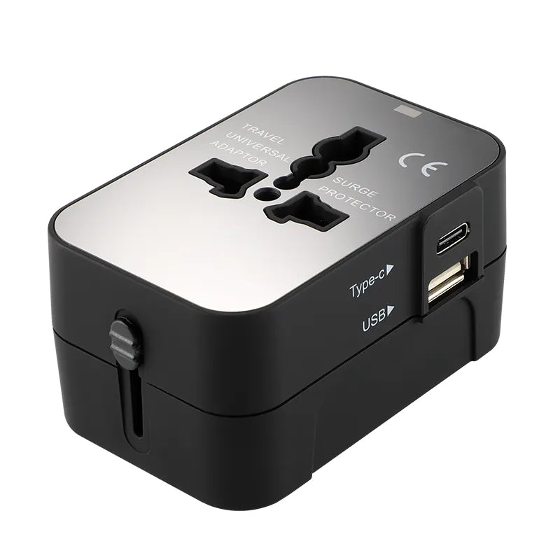 Adaptador Universal para Viagens com Dupla Porta USB e Plugue Universal