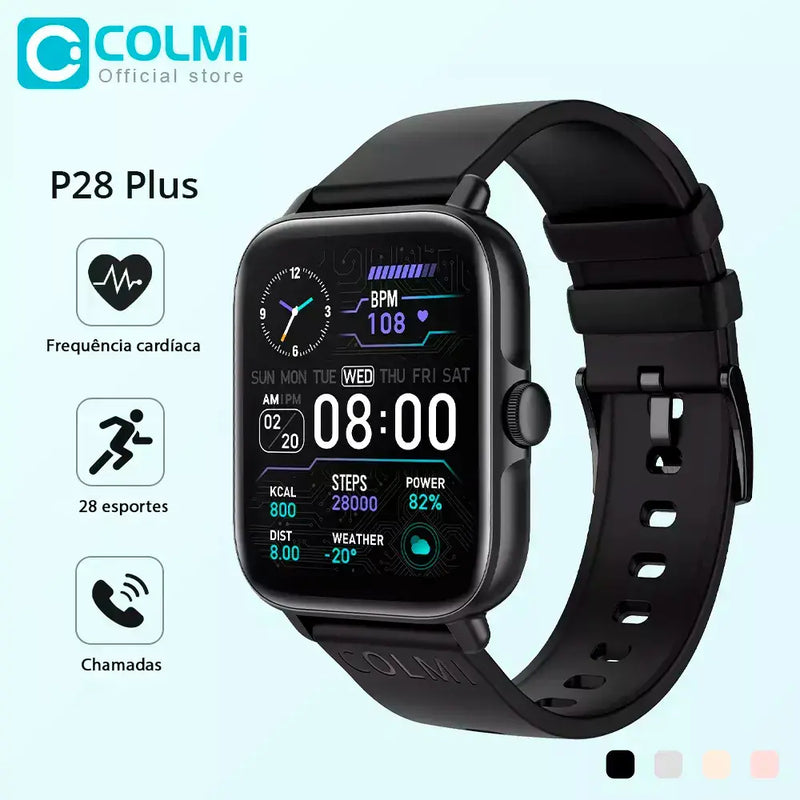 Smartwatch COLMI P28 Plus - Relógio Inteligente à Prova d'Água IP67, para Homens e Mulheres